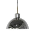 Suspension design cloche verre gris chromé Hübsch