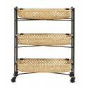 Desserte de cuisine 3 paniers bambou tressé métal noir Nordal
