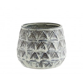 madam stoltz cache pot decoratif en gres motifs triangles HY15490A-16