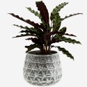 madam stoltz cache pot decoratif en gres motifs triangles HY15490A-16