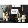 madam stoltz petit cache pot visage gres beige HY15565-12