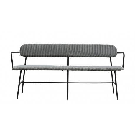 house doctor classico banquette avec dossier metal velours cotele gris bf0509