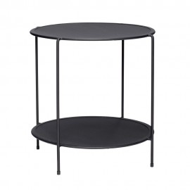 Table d'appoint design ronde 2 niveaux métal perforé Hübsch