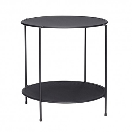 hubsch table basse d appoint design ronde 2 niveaux metal perfore noir