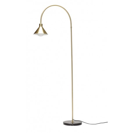 Lampadaire arc laiton base marbre noir rond Hübsch