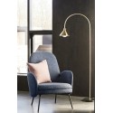 Lampadaire arc laiton base marbre noir rond Hübsch