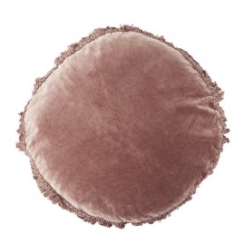 Coussin rond velours franges Madam Stoltz rose