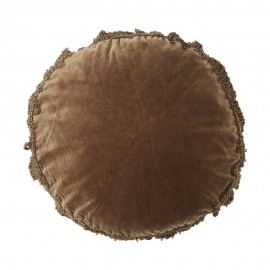 Coussin velours rond Madam Stoltz marron