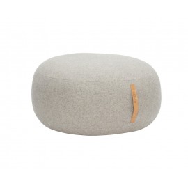 Grand pouf rond gris clair laine Hübsch