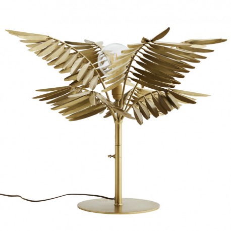 lampe de table exotique feuilles de palmier dorees madam stoltz