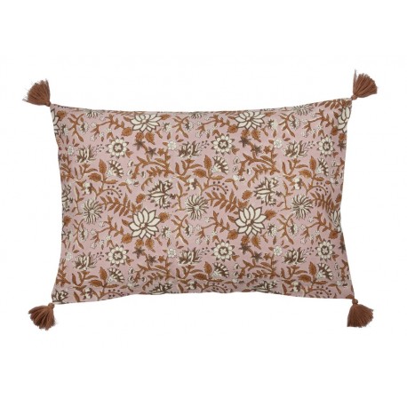 coussin rectangulaire fleuri rose marron bungallow denmark komati