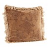 madam stoltz coussin carre velours imprime franges orange