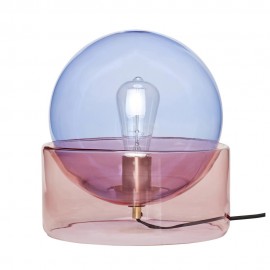 Lampe de table boule en verre Hübsch bleu rose