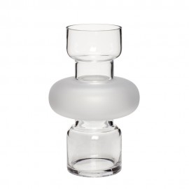 hubsch vase design sculptural verre transparent blanc 660902