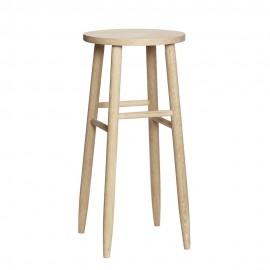 Tabouret de bar rond style scandinave épuré bois Hübsch