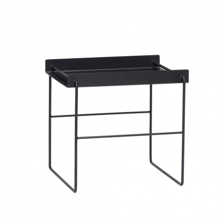 hubsch table basse d appoint design carree metal noir 890511