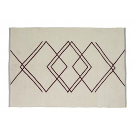 tapis recycle design blanc motif geometrique rouge hubsch 120 x 180 cm