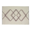 tapis recycle design blanc motif geometrique rouge hubsch 120 x 180 cm