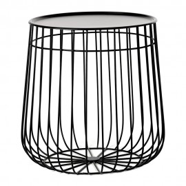 Table basse ronde rangement design métal Pols Potten Wire noir