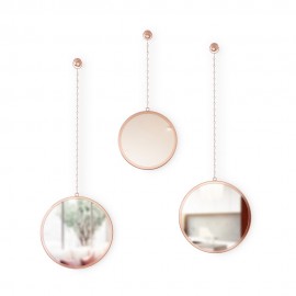 Set de 3 miroirs ronds suspendus Umbra Dima cuivre