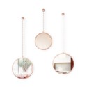 3 miroirs ronds suspendus sur chaine cuivre umbra dima 1013877-880