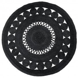 tapis rond jute noir ajoure 150 cm nordal 8576