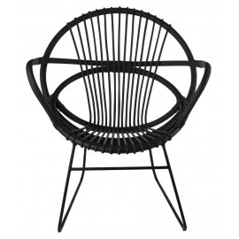 Pols Potten Singapore Retro-Rattan-Design-Sessel schwarz