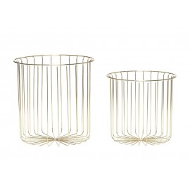 Set de 2 paniers design en fil métallique laiton Hübsch