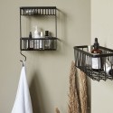 petite etagere panier mural salle de bains metal noir house doctor basket