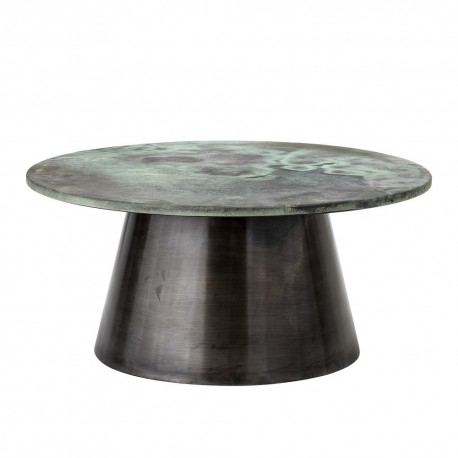 bloomingville allison table basse ronde metal aluminium patine vert