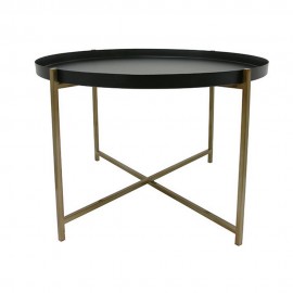 hk living table basse ronde plateau amovible noir laiton mta2810