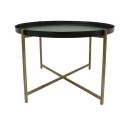 Table basse ronde plateau amovible noir laiton HK Living