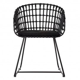 Designer-Sessel aus schwarzem Metallrattan Pols Potten Tokyo