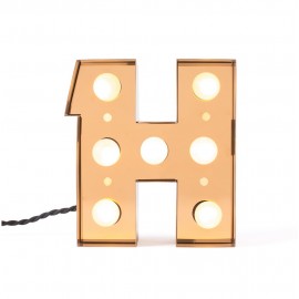 Ambiente-Wandleuchte mit LED-Buchstabe H aus goldfarbenem Metall von Seletti Caractère