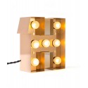 lampe ambiance applique led metal dore lettre h seletti caractere