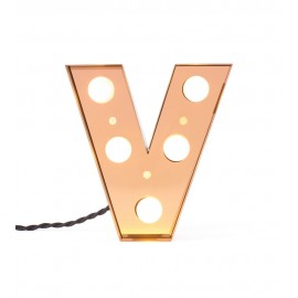 lampe lettre lumineuse v applique metal or led seletti caractere