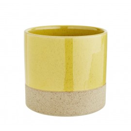 madam stoltz cache pot de fleur gres jaune