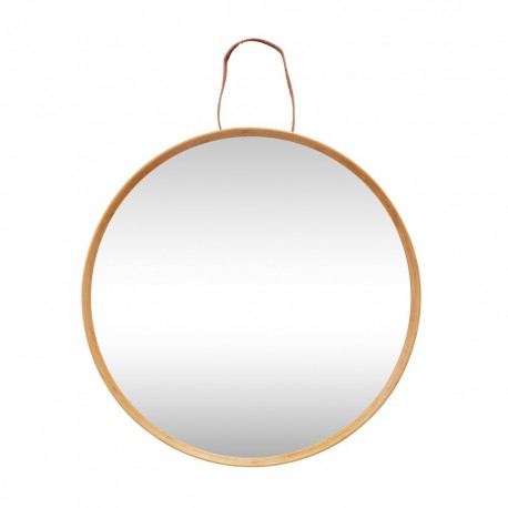 hubsch miroir mural rond bois de bambou 60 cm 240403