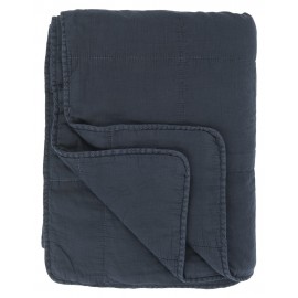 plaid couvre lit boutis coton matelasse bleu marine ib laursen 6208-56
