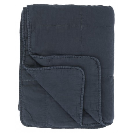 plaid couvre lit boutis coton matelasse bleu marine ib laursen 6208-56