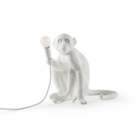 Seletti Monkey Lamp sitzende Affen-Tischlampe weiß