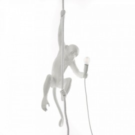 Lampe suspension singe avec corde Seletti Monkey Lamp blanc