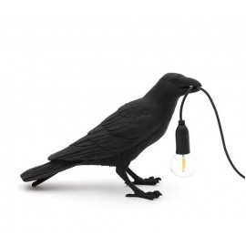 Lampe à poser corbeau Seletti Bird Lamp Waiting noir