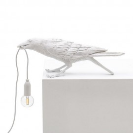 Rabenvogel-Tischlampe Seletti Bird Lamp Playing weiß