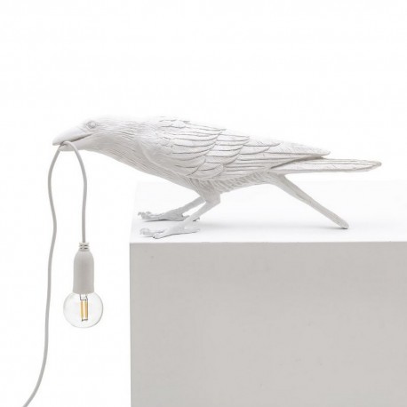 Lampe de table oiseau corbeau Seletti Bird Lamp Playing blanc