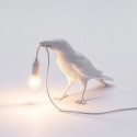 Lampe à poser oiseau corbeau Seletti Bird Lamp Waiting blanc