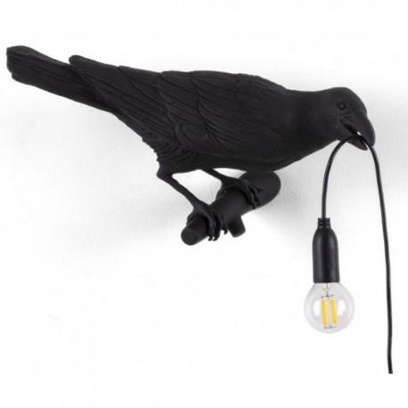 Applique murale corbeau droite Seletti Bird Lamp Looking noir