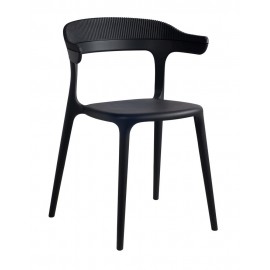 Muubs Luna Stripe Designerstuhl aus schwarzem Polycarbonat