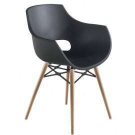 Muubs Opal Wox grauer umhüllender Stuhl mit Holzbeinen