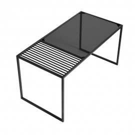 table basse design rectangulaire metal noir verre muubs denver